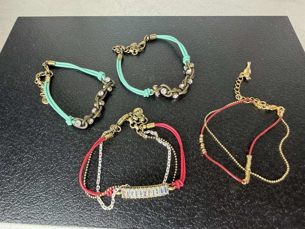 Chloe + Isabel Bead and Chain Rhinestone Turquoise Pink Red Lot Of 4